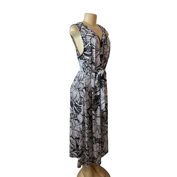 Talbots Women's Black & White Button Front Tropical Maxi Dress Sz XLP - NWT - Picture 2 of 9